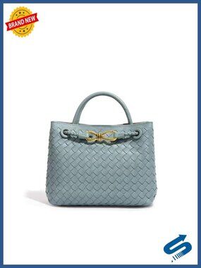 Woven Tote Bag PU Leather Shoulder Handbag Top Handle Crossbody Purses